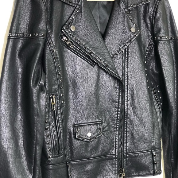 Blank NYC, black studded, vegan leather motorcycle jacket - Picture 6 of 12